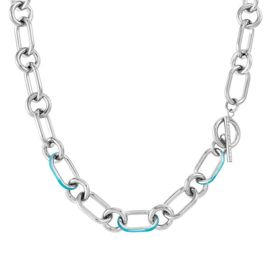 DRUSILLA necklace, steel, CZ. enamel