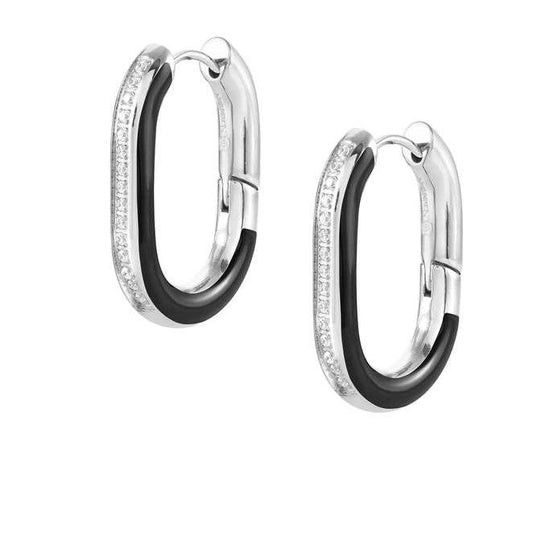 DRUSILLA earrings, steel, CZ enamel BLACK