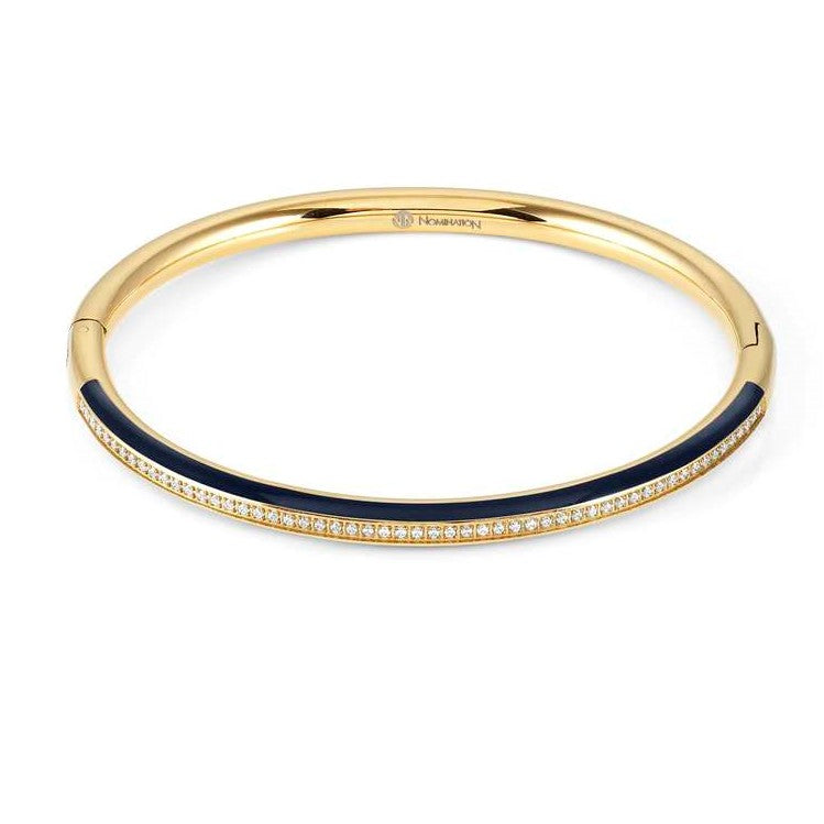 DRUSILLA bracelet , steel, CZ,  enamel Fin. Yellow Gold (SMALL HARD) BLUE