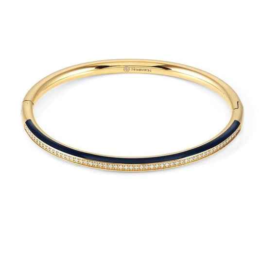 DRUSILLA bracelet , steel, CZ,  enamel Fin. Yellow Gold (SMALL HARD) BLUE