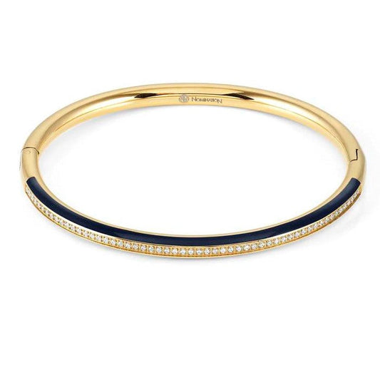 DRUSILLA bracelet, steel, CZ, enamel Fin. Yellow Gold (LARGE HARD) BLUE