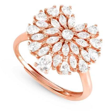 RAYOFLIGHT ring in 925 silver CZ Rose Gold Heart