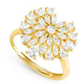 RAYOFLIGHT ring in 925 silver CZ  Gold Heart
