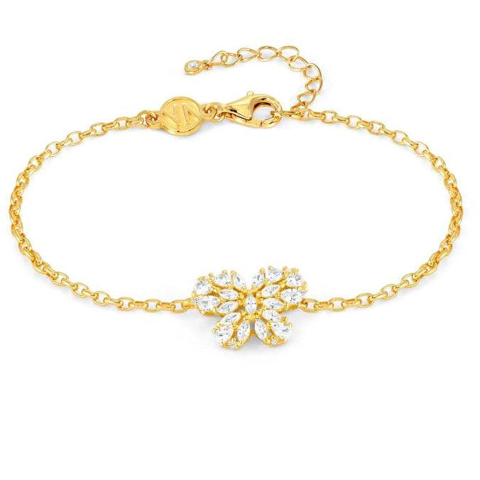 RAYOFLIGHT bracelet in 925 silver CZ  Yellow Gold Butterfly