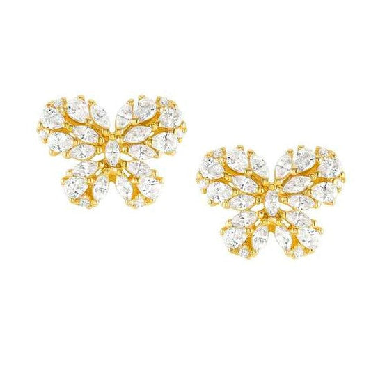 RAYOFLIGHT earrings in 925 silver and cubic zirconia Yellow Gold Butterfly