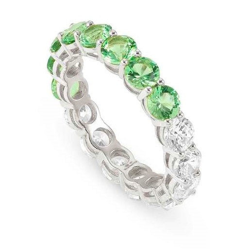 CHIC & CHARM JOYFUL ed. ring in 925 silver and cz (BICOLOR) GREEN Fin. Silver Size 11