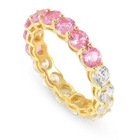 CHIC & CHARM JOYFUL ed. ring in 925 silver and cz (BICOLOR) PINK Fin. Yellow gold Size 11