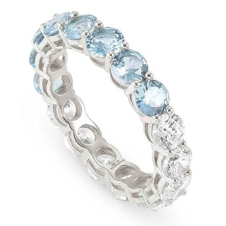 CHIC & CHARM JOYFUL ed. ring in 925 silver and cz (BICOLOR) LIGHT BLUE Fin. Silver Size 11