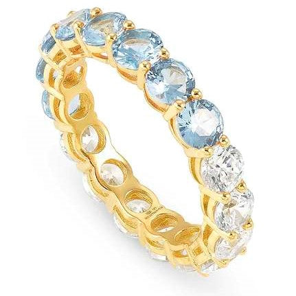 CHIC & CHARM JOYFUL ed. ring in 925 silver and cz (BICOLOR) LIGHT BLUE Fin. Yellow gold Size 11