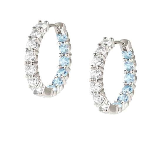 CHIC & CHARM JOYFUL ed. earrings in 925 silver and cz (BICOLOR) LIGHT BLUE Fin. Silver