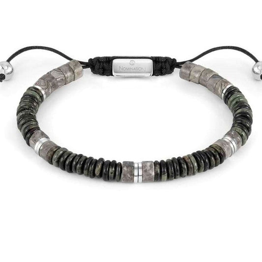 INSTINCT STYLE bracelet, steel, stones GRAY JASPER