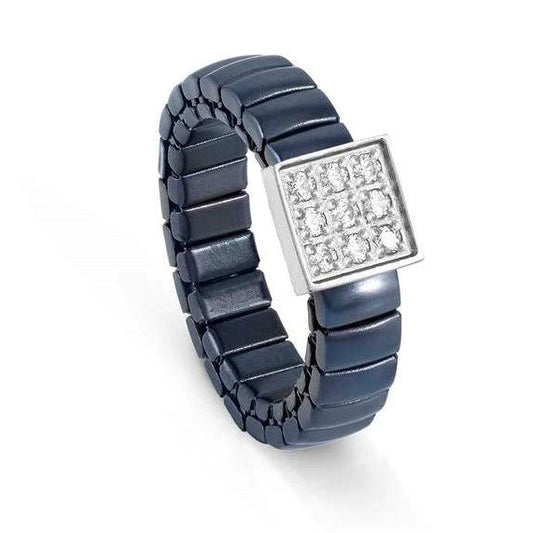 XTE XSMALL ring ed. LIFE, steel, CZ fin. BLUE Square