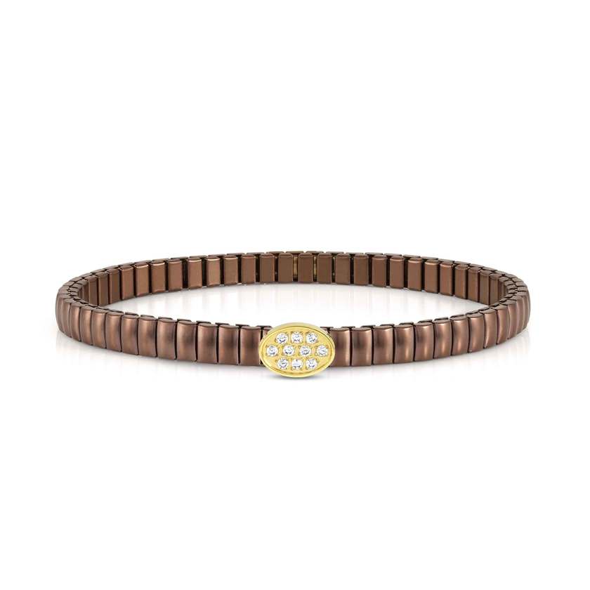 XTE XSMALL bracelet ed. LIFE in steel and cz fin. CHOCOLATE Oval