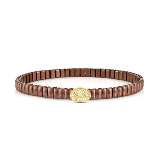 XTE XSMALL bracelet ed. LIFE in steel and cz fin. CHOCOLATE Oval