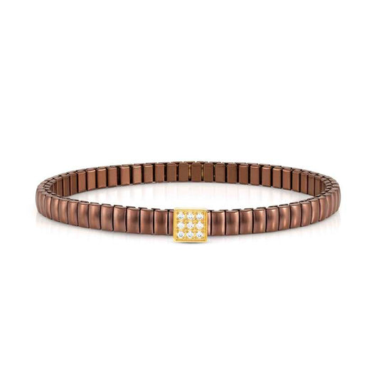 XTE XSMALL bracelet ed. LIFE in steel and cz fin. CHOCOLATE Square