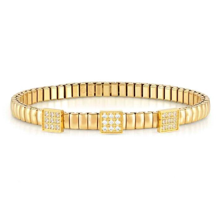 XTE XSMALL bracelet ed. LIFE in steel and cz fin. YELLOW GOLD (RICH) Square