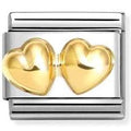 030116/23 Classic LOVE,steel,18k gold Double rounded hearts