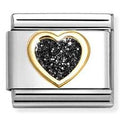 030220/10 Classic GLITTER, steel, enamel, 18k gold BLACK Heart