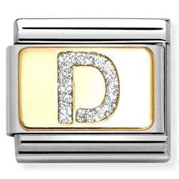 030291/04 Classic GLITTER LETTER D steel, enamel, 18k gold D