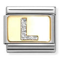 030291/12 Classic GLITTER LETTER  L steel, enamel, 18k golD L