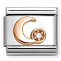 Classic Symbols in stainless steel with 9k rose gold and CZ WHITE moon
