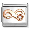 Classic Symbols in stainless steel with 9k rose gold and CZ Infinity WHITE