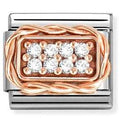 430318/01 Classic RICH PAVE' steel, cubic zirconia and 9k rose gold White CZ