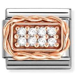 430318/01 Classic RICH PAVE' steel, cubic zirconia and 9k rose gold White CZ