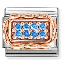 430318/05 Classic RICH PAVE' steel, cubic zirconia and 9k rose gold Light Blue CZ