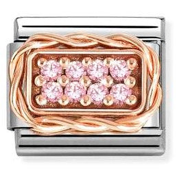 430318/06 Classic RICH PAVE' steel, cubic zirconia and 9k rose gold Pink CZ