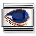 430605/007 Classic CZ. FACETED LEFT DROP  steel, 9k rose gold BLUE