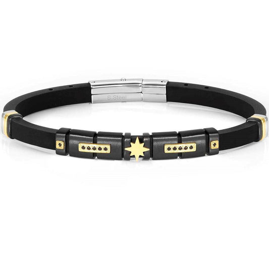 CITY bracelet,steel, cz, rubber fin. YELLOW GOLD Wind Rose 028817/014