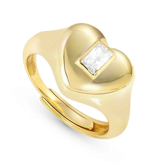 DOMINA ring 925 silver,CZ fin. YELLOW GOLD Heart Size 15 240400/031/006