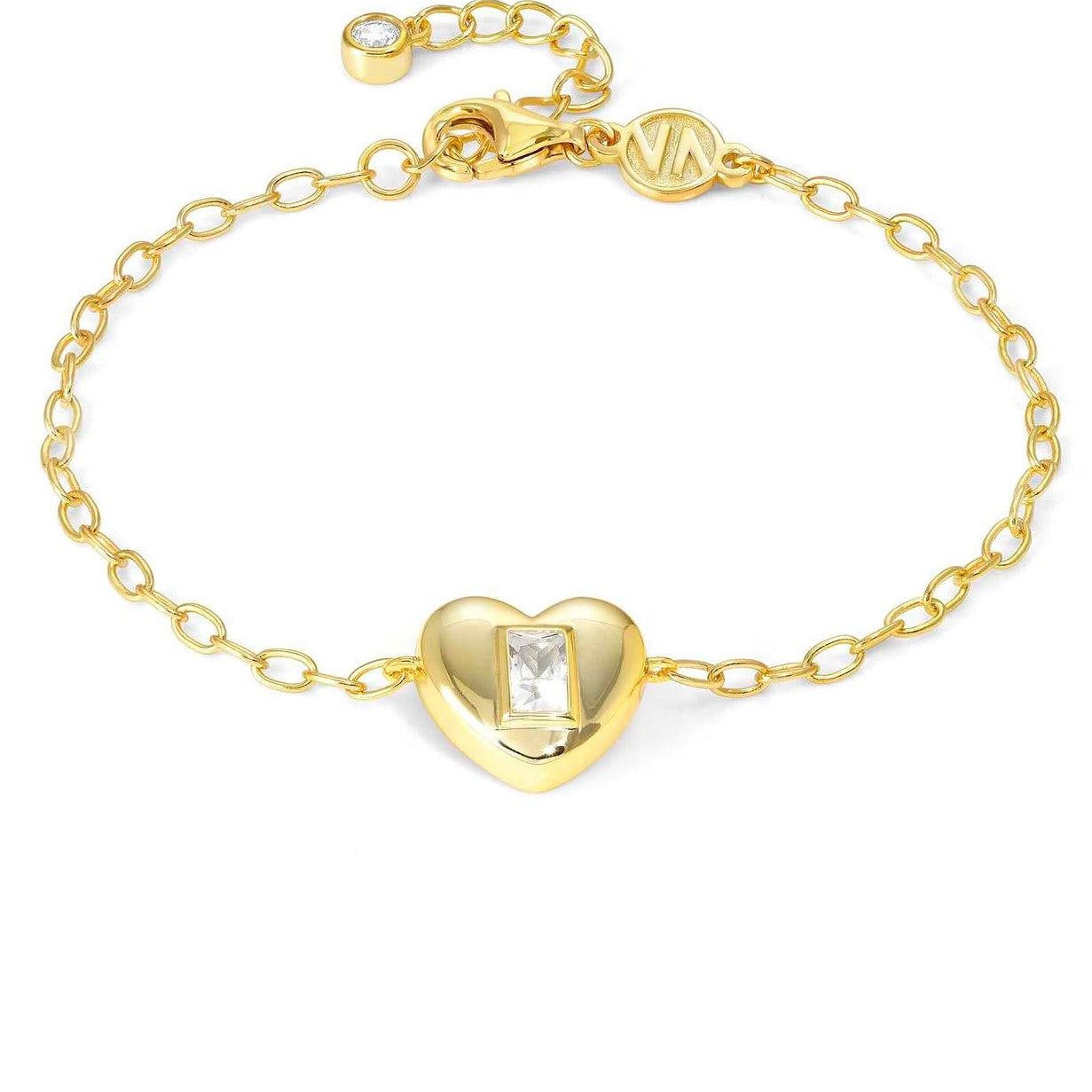 DOMINA bracelet , 925 silver,CZ, fin. YELLOW GOLD Heart 240401/031