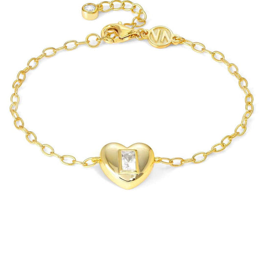 DOMINA bracelet , 925 silver,CZ, fin. YELLOW GOLD Heart 240401/031