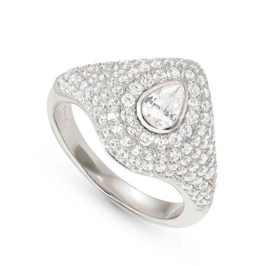 DOMINA ring 925 silver, CZ pavé Drop Size 15 240404/015/006