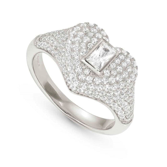 DOMINA ring in 925 sterling silver and cubic zirconia pavé Heart Size 13