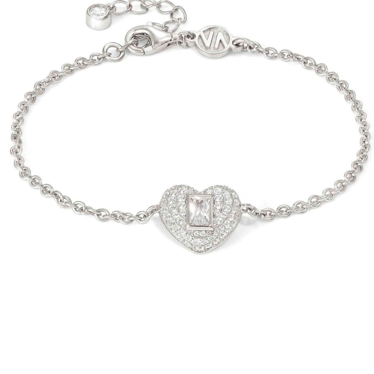 DOMINA bracelet, 925 silver,CZ, pavè Heart