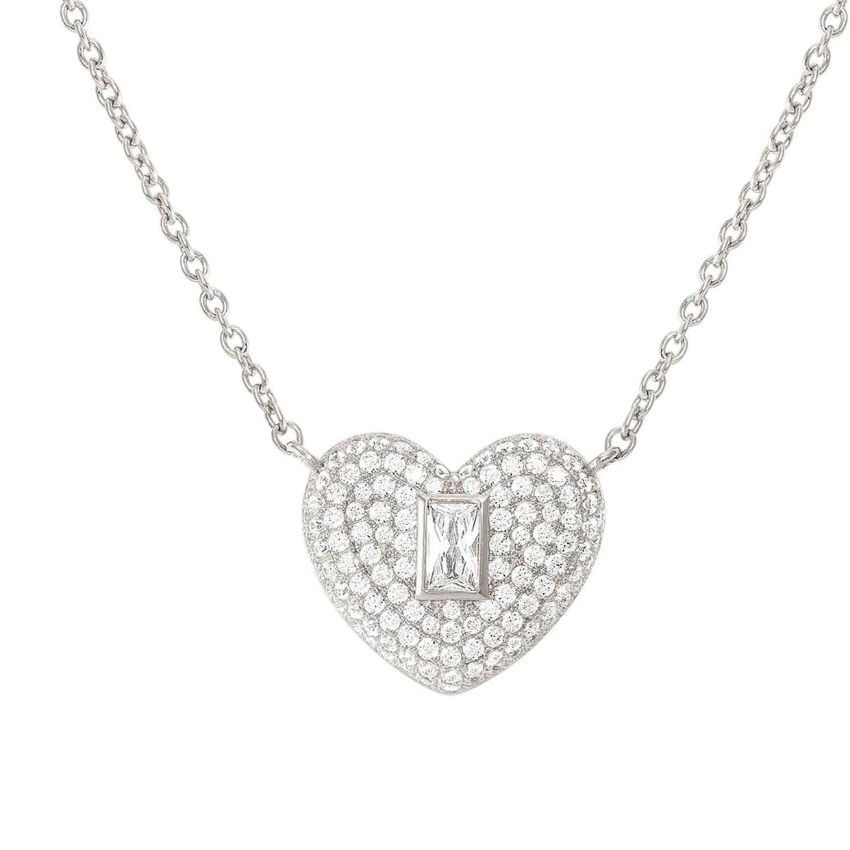 DOMINA necklace in 925 sterling silver and cubic zirconia pavé Heart