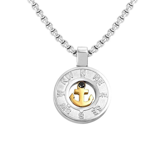 MANVISION necklace, steel,CZ, ANCHOR Yellow Gold 133008/012