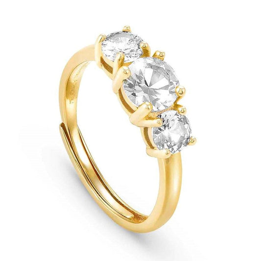 COLOUR WAVE ring, 925 silver, White CZ, Yellow Gold 149814/012