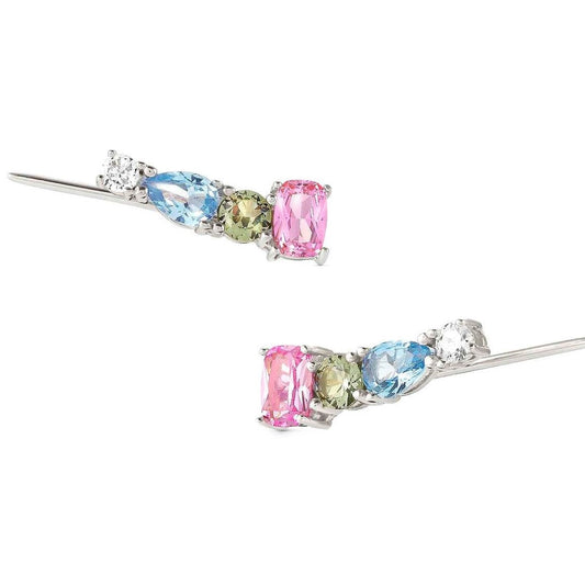 SIMPLE COLOR WAVE RICH earrings,925 silver,CZ, Silver149827/010