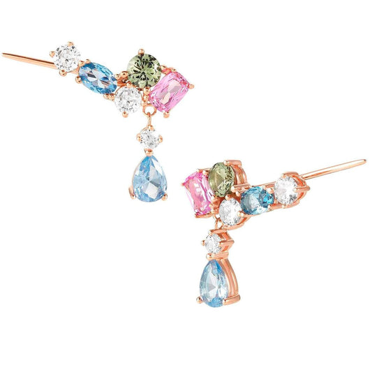 COLOUR WAVE earrings RICH  925 silver,CZ, Rose Gold 149828/011