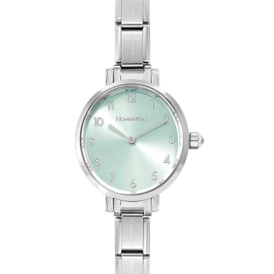 PARIS watch with steel strap OVAL with cz Green Water 076038/032