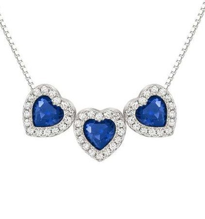 ALLMYLOVE necklace 925 silver,CZ, BLUE 240303/012