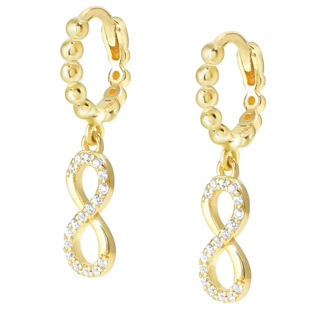 LOVECLOUD earrings in 925 sterling silver and CIRCLE cz Infinity Yellow Gold