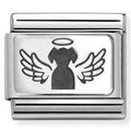 330111/46 Classic PLATES  steel and 925 silver Angel Dog