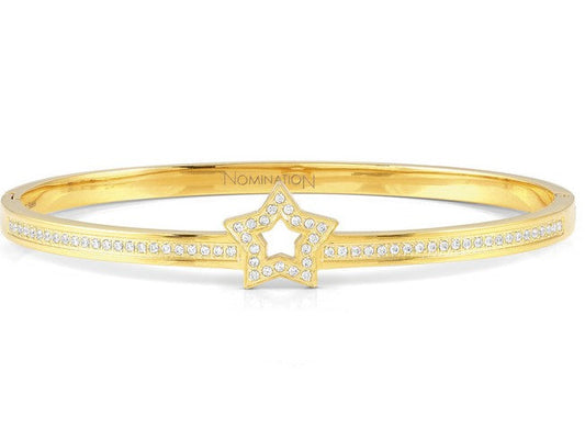 PRETTY BANGLES bracelet, steel , cz SYMBOLS SIZE LARGE Gold Star