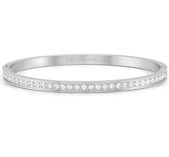 PRETTY BANGLES bracelet, steel , cz SMALL SIZE WHITE