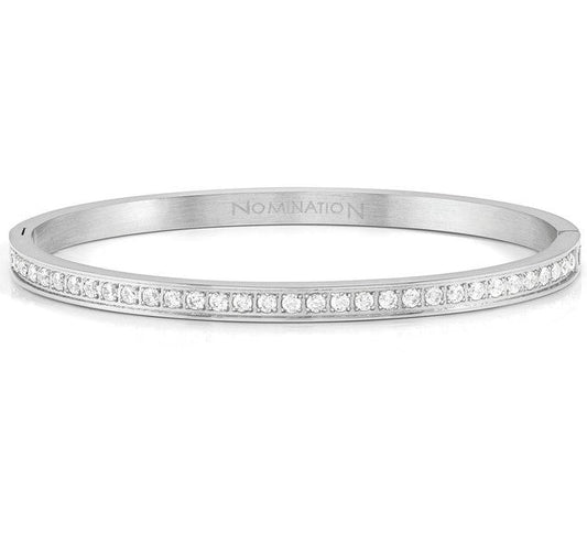 PRETTY BANGLES bracelet, steel , cz SMALL SIZE WHITE